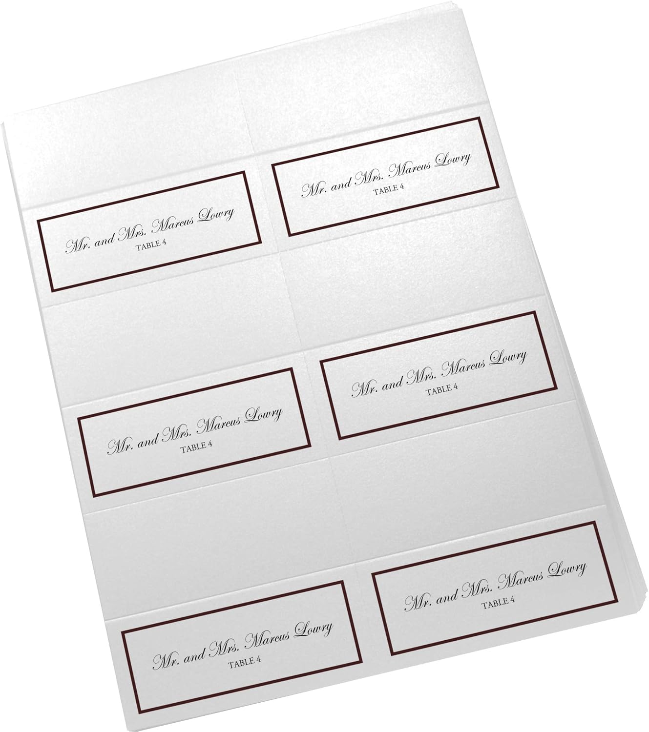 Single Line Border Printable Place Cards, Gold (Choose Color), Set of 60 (10 Sheets), Laser & Inkjet Printers - Wedding, Party, Dinner, and Special Events - Made in the USA