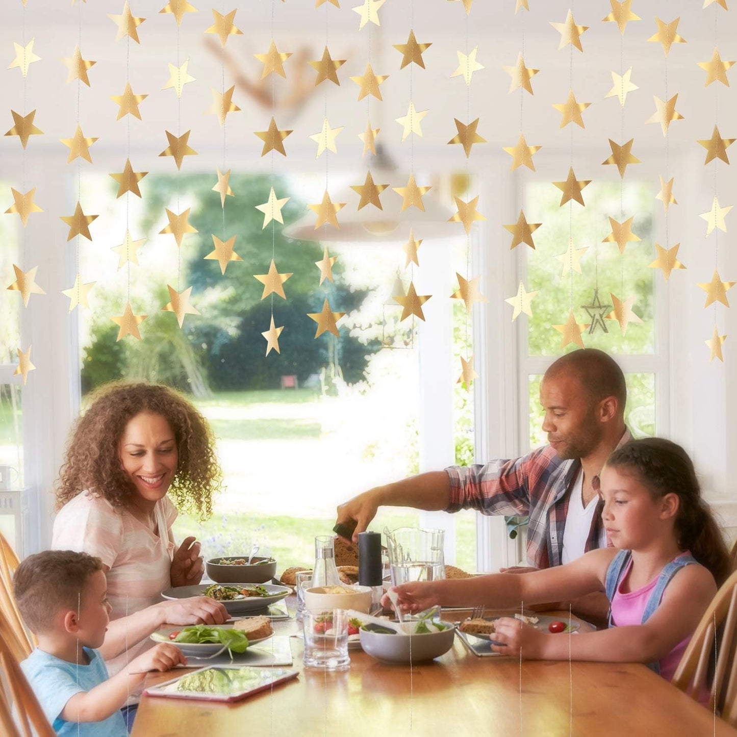 Patelai Glitter Star Garland Banner 2026 Graduation Decor 130 Feet Star Hanging Banner Twinkle Backdrop for Party Birthday Classroom Wedding Supplies(Gold)