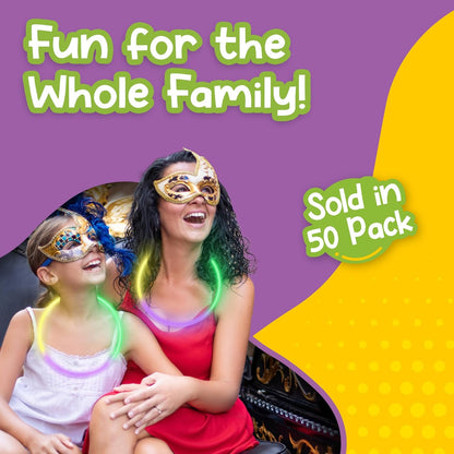 Windy City Novelties 22” Glow Stick Necklaces – 50 Pack for Summer Parties, Camping & July 4th Celebrations (Purple)