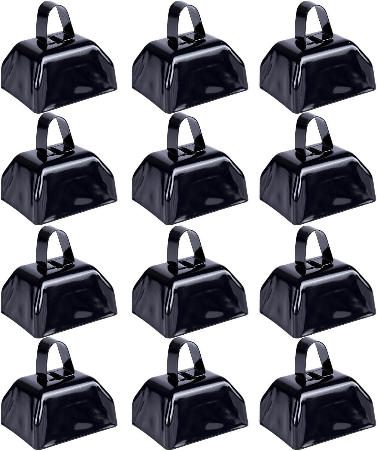 Cow Bells Noise Makers Red Cheering Bell for Sporting Events: 12 Pcs Metal Cowbells with Handle - Small Loud Bell Bulk Hand Percussion for Football Games Graduation Weddings-Red