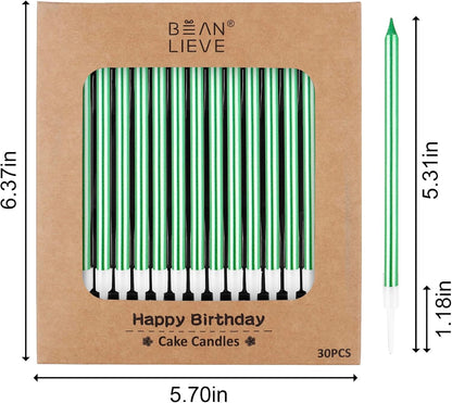 BEAN LIEVE 30-Count Champagne Gold Long Thin Metallic Birthday Candles, Cake Candles, Birthday Parties, Wedding Decorations, Party Candles, Cake Decorations