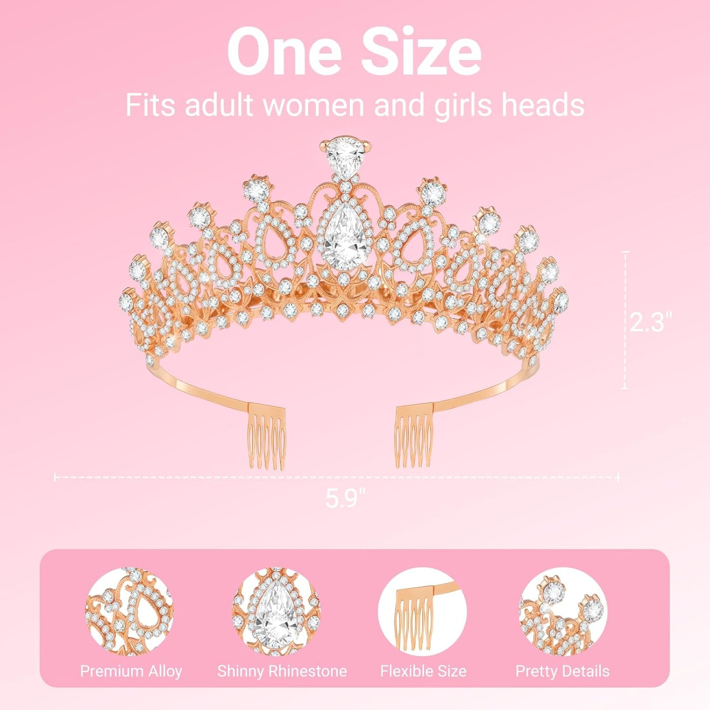 Birthday Tiara and Crown with Sash, Birthday Tiara for Women Party Silver
