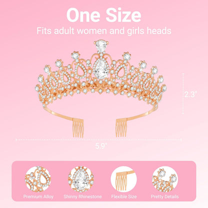 Birthday Tiara and Crown with Sash, Birthday Tiara for Women Party Silver