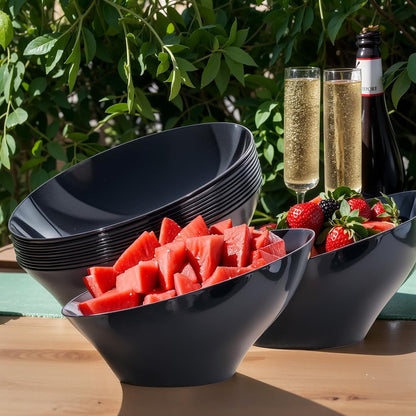 bUCLA 54 OZ Clear Plastic Serving Bowls (12 Pack) - Angled Serving Bowls Disposable for Chip&Candy - Party Table Salad and Fruit