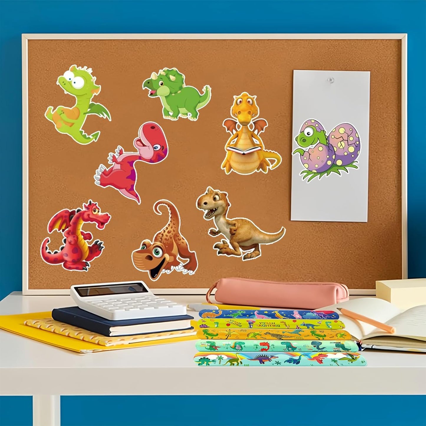 CZWXOXO 74Pcs Dinosaur Theme Party Favors Contain 24 Pcs Slap Bracelets 50Pcs Stickers, Dino Theme Birthday Party Decorations,Classroom Rewards Supplies.