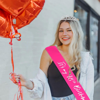 CAVETEE Silver Birthday Crown for Girls Birthday Decorations Birthday Gifts for Women and Girls