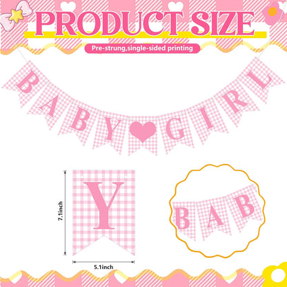Hahafelt 1 Pcs Blue Gingham Welcome Baby Boy Banner for Baby Shower Party Decorations Pre Strung Gender Reveal Paper Banner for Table, Wall, Mantel Display Party Decor Supplies