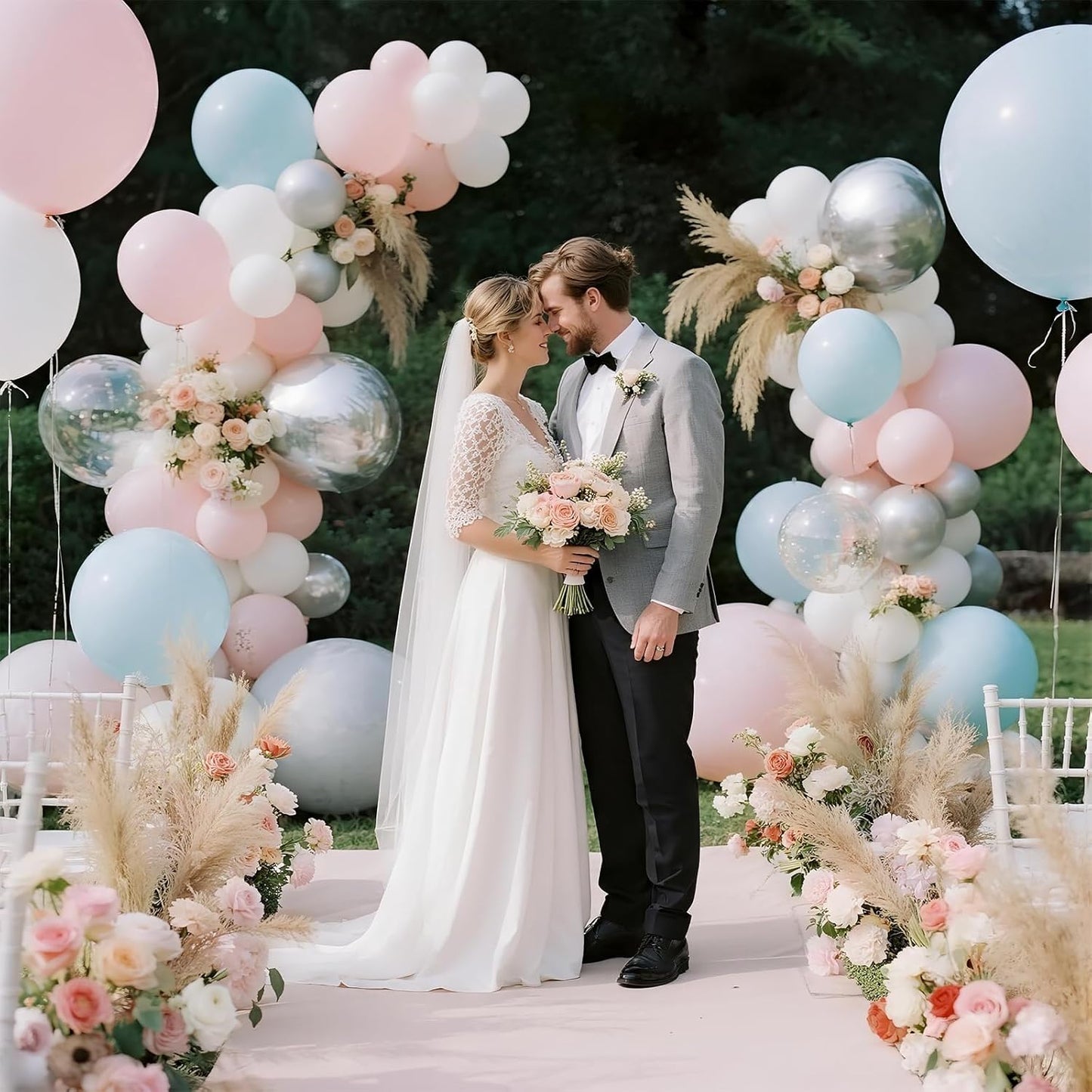 Balloon Arch Stand Kit 9ft &5.6ft,Heavy Duty Base With Water Filling Bag,White Bendable Half Arch Balloon Arch for Birthdays Holiday Decorations And Other Indoor And Outdoor Parties No Balloons