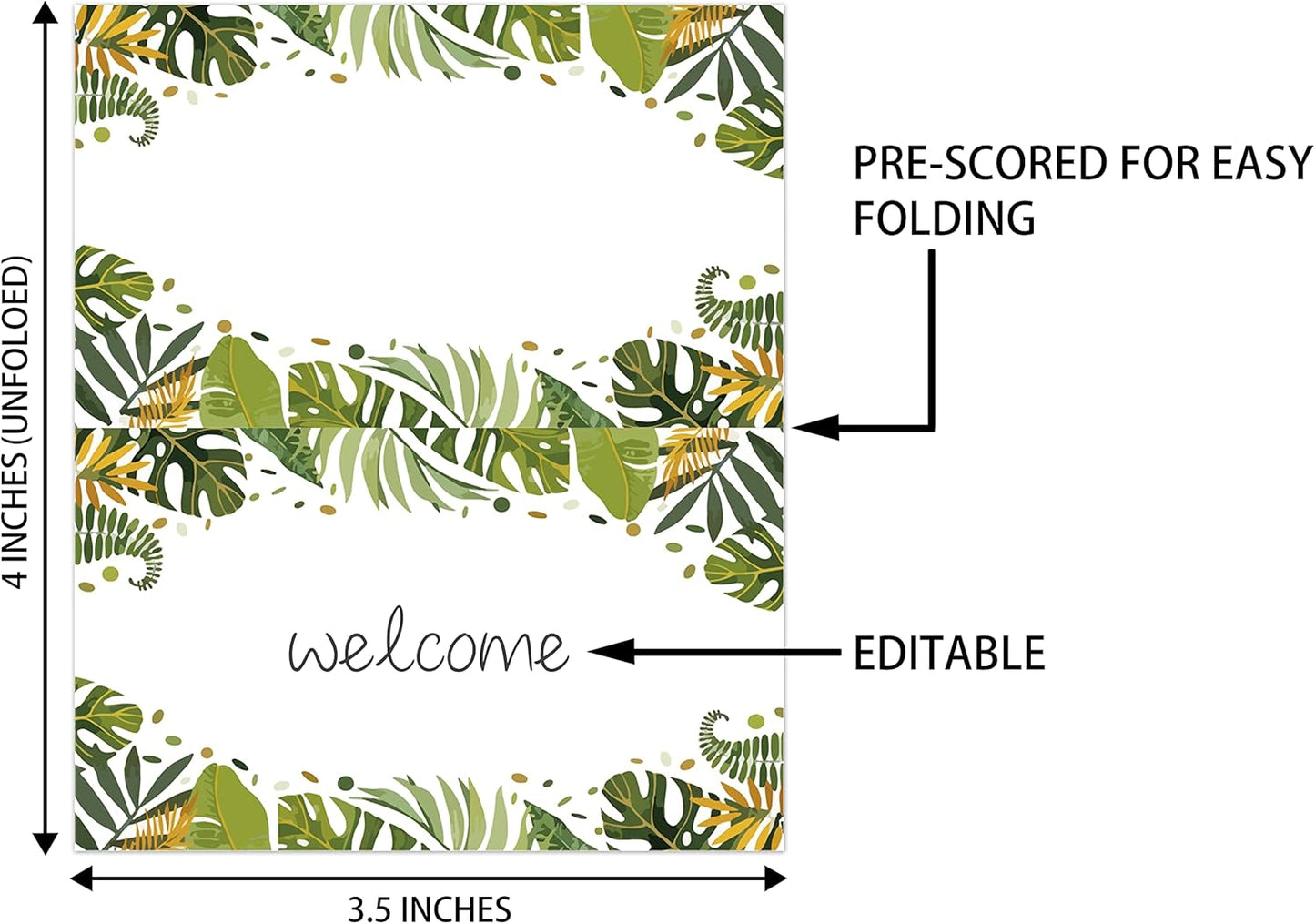 Jungle Tropical Theme Party Pack - 25 Editable Name Place Cards with Easy Folding (B15)