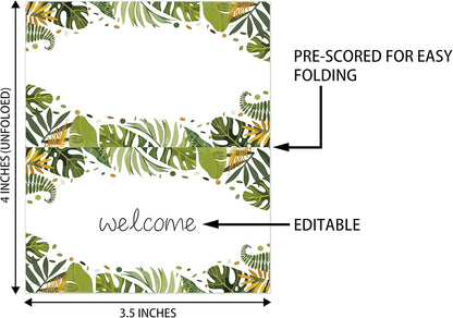 Jungle Tropical Theme Party Pack - 25 Editable Name Place Cards with Easy Folding (B15)