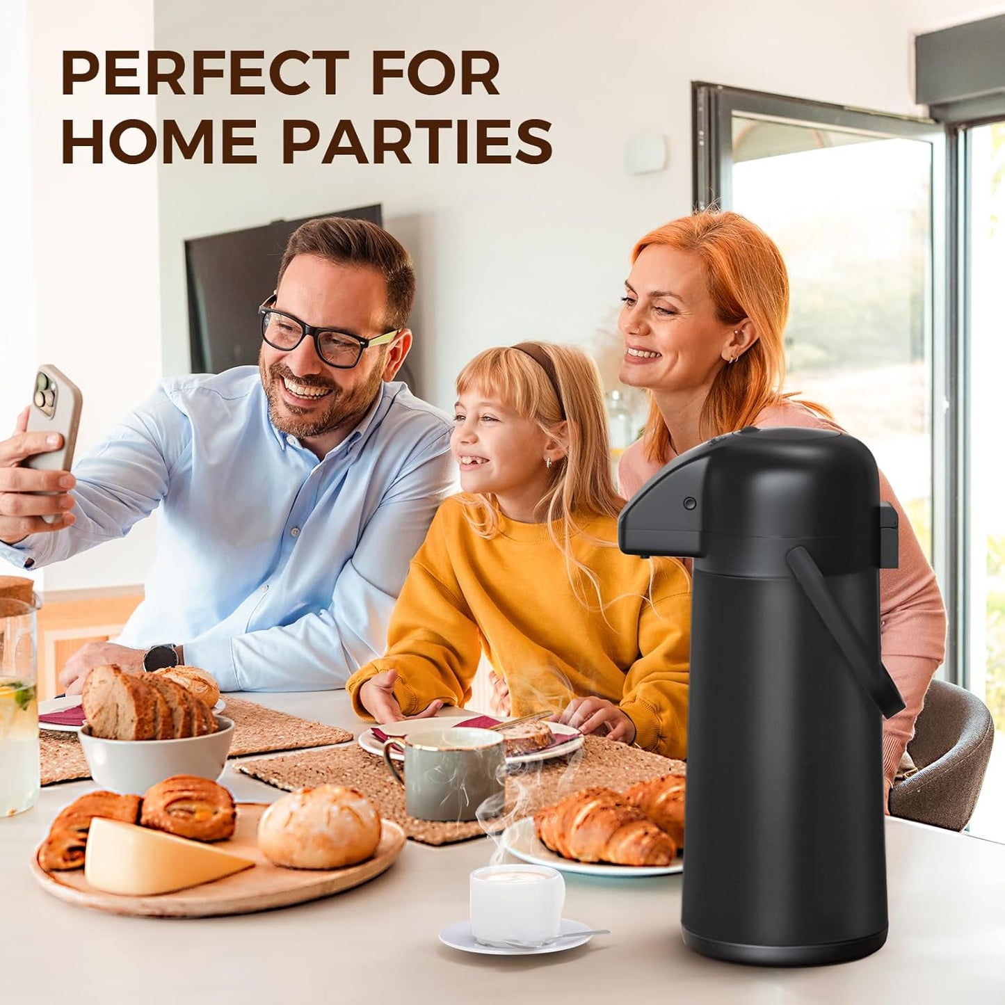 Coffee Carafe for Keeping Hot - Gezoss 102OZ / 3L Airpot Coffee Dispenser with Pump - Large Coffee Carafe for Hot Drinks Tea Liquid - Insulated Stainless Steel Hot Water Beverage Urn for Parties