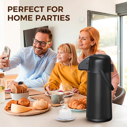 Coffee Carafe for Keeping Hot - Gezoss 102OZ / 3L Airpot Coffee Dispenser with Pump - Large Coffee Carafe for Hot Drinks Tea Liquid - Insulated Stainless Steel Hot Water Beverage Urn for Parties