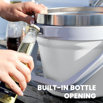 COKTIK 7L Insulated Ice Bucket with Lid，Double Wall Vacuum Stainless Steel Beverage Bucket Keeps Frozen Longer，Holds 6 Longnecks or 3 Bottles of Wine，for Cocktail, Champagne, Large Parties(Blue)