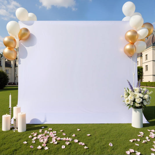 10×10ft White Backdrop Curtain for Weeding Parties, Wrinkle-Free Fabric Drape for Baby Shower, Birthday Party Decorations, Photography Photo Booth Background, Single Panel No Sewing, with Rod Pocket