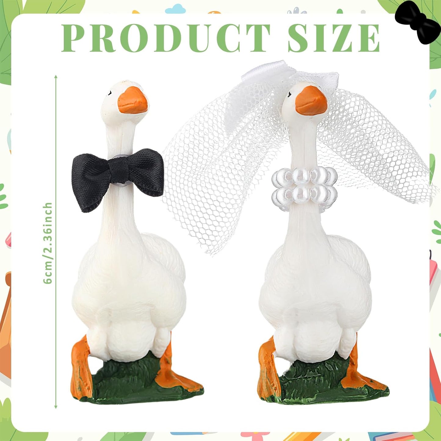 Honeydak Goose Couple Wedding Cake Topper Handmade Goose Figurines Animals Figures Decoration for Wedding Cake Ornament, Bride & Groom Engagement Anniversary, Funny Couple Statue Desk Decoration