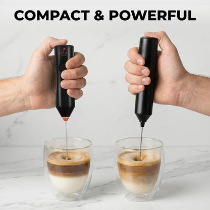 Zulay Kitchen Powerful Milk Frother Wand With Duracell Batteries - Ultra Fast Handheld Drink Mixer - Electric Whisk Foam Maker for Coffee, Lattes, Cappuccino & Matcha - Z1 Motor - Black - Colors C