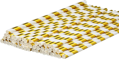 Disposable Paper Straws Solid Green - 7.75'' x 0.24'', 100 Counts - for Drinking, Beverage, Juice, Soda, Bar Supplies