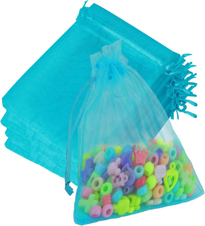 Organza Bags, Organza Bags 5 x 7 Inch, 50 Pcs White Sheer Party Favor Mesh Bag with Drawstring, Small Jewelry Gift Candy Bag for Wedding Christmas Birthday Halloween Graduation Party Favors Supplies