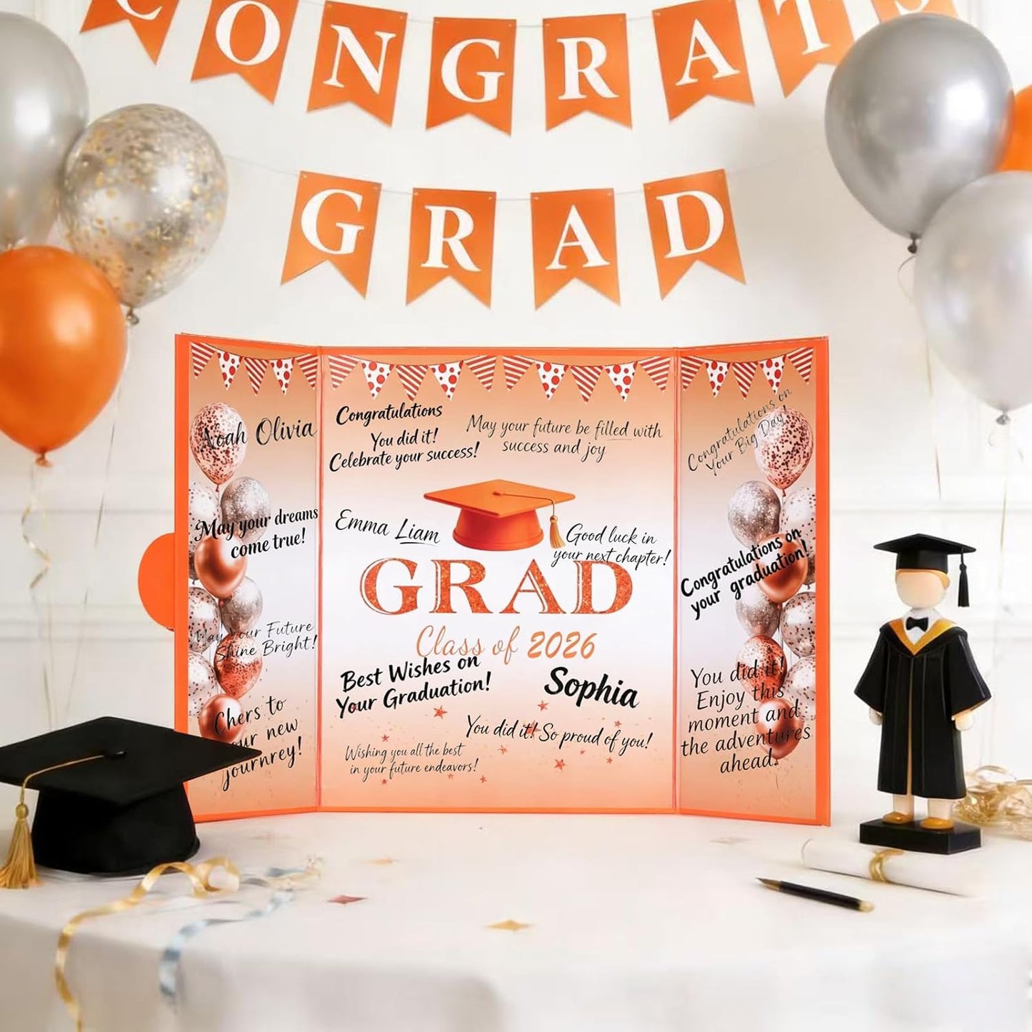 Green Graduation Party Decorations Class of 2026 - Extra Large 22" x 14" Graduation Guest Book to Sign Signature Board for Graduation Gifts Congrats Grad Party Favors Supplies Decor Keepsake