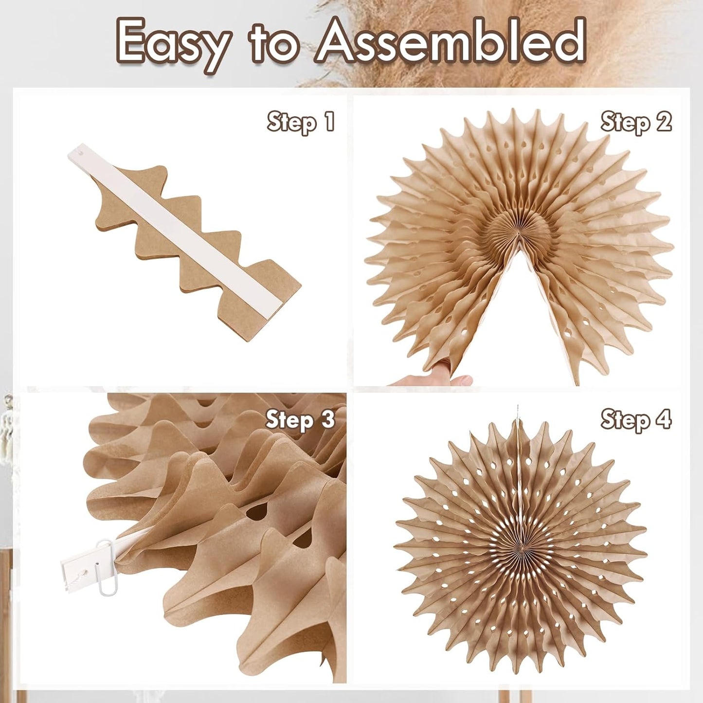 PAPER JAZZ Paper Flowers with Paper Fan Boho Hanging Decor Artificial Flowers Decorations for Wall Pink and Orange Party Decorations for Classroom, Beach Party, Summer Birthday Party Pack of 11.