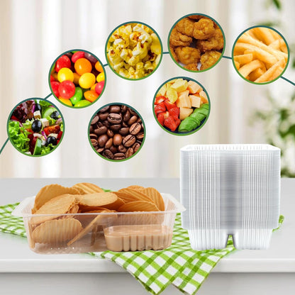 200 Pcs 12oz 6.5''x5'' Plastic Nacho Trays, Small Disposable Tray for Nachos & Cheese Dip, Clear Nacho Containers for Chip, 2 Compartment Movie Night Snack Trays Great for Snacks, Fair Foods