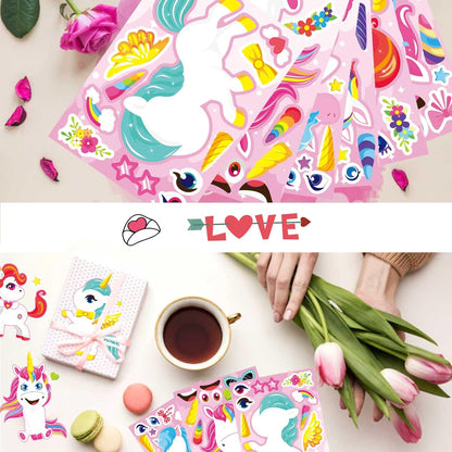 24 Sheets Make a Face Stickers for Kids Toddlers, Make Your Own Animal Mix and Match Sticker Sheets with Sea Animals Horses Dinosaurs Unicorns for Kids Crafts Party Favors Goodie Bags Stuffers