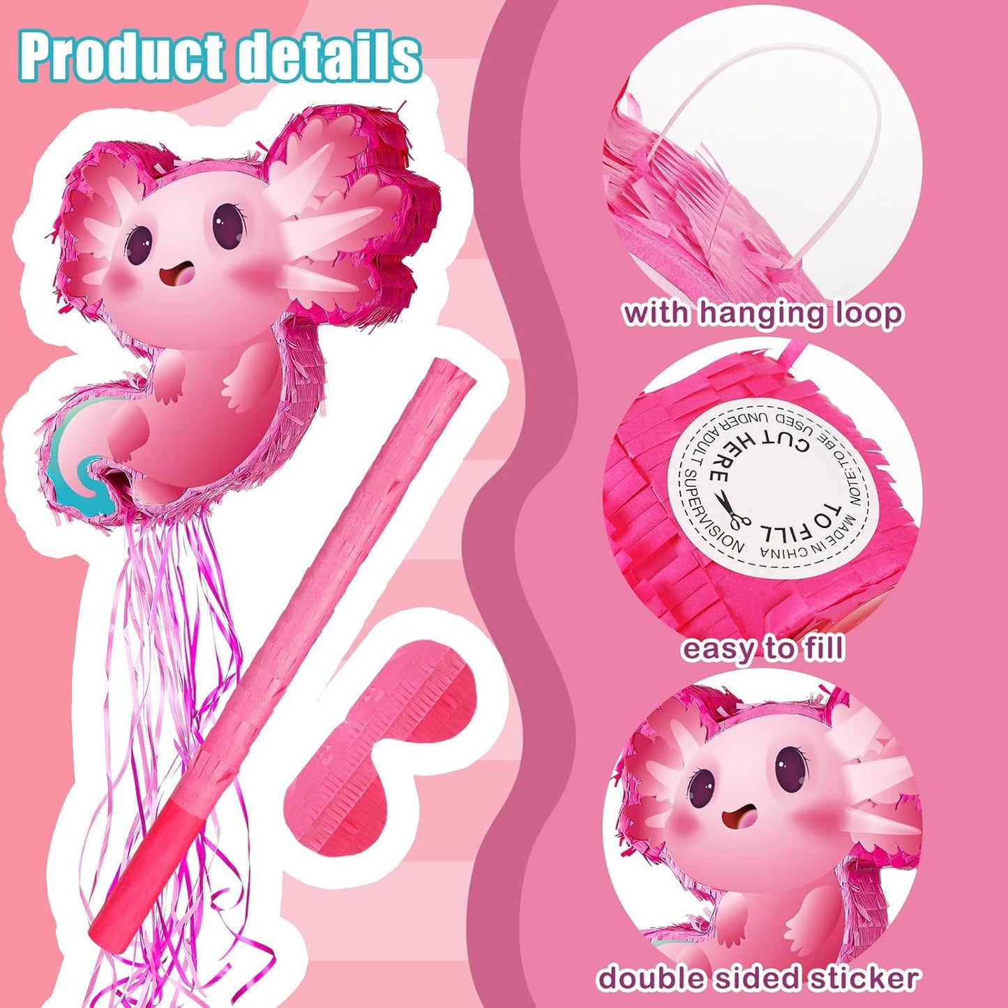 Seematn Capybara Piñata Bundle Capybara Birthday Party Supplies Animal Piñata Bundle with a Blindfold, Bat and Confetti for Birthday Baby Shower Party Decorations