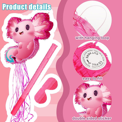 Seematn Capybara Piñata Bundle Capybara Birthday Party Supplies Animal Piñata Bundle with a Blindfold, Bat and Confetti for Birthday Baby Shower Party Decorations