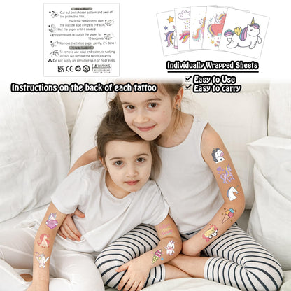 Partywind 408 PCS Kids Tattoos for Party Supplies, Individually Wrapped Sheet Temporary Tattoos Stickers for Kids Goodie Bag Stuffers, Fun Birthday Party Favors - Mixed