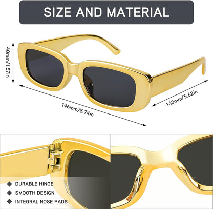 SUNOVELTIES 10 Pack Rectangle Sunglasses for Women Retro Narrow Square Glasses 90s Aesthetic Vintage Eyewear Uniex Adult