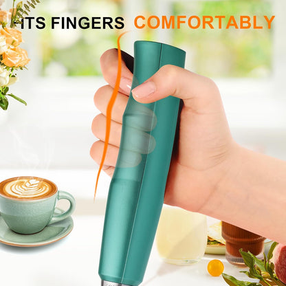 YUSWKO Black Handheld Milk Frother Wand for Coffee, Rechargeable Electric Whisk with 3 Heads 3 Speeds Drink Mixer Coffee Frother For Latte, Cappuccino, Hot Chocolate, Egg