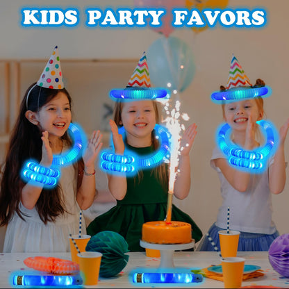 Orange Glow Sticks Party Favors Supplies for Kids 24 PCS,4th of July LED Light up Pop Tubes for Toddlers,Neon Necklaces Bracelets Accessories,Birthday Dance Party 250th Anniversary Camping Toys Gifts