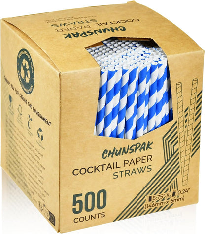 5.75 inch Orange Paper Cocktail Straws, Short Disposable Drinking Straws 500 Counts, Unwrapped - Compostable