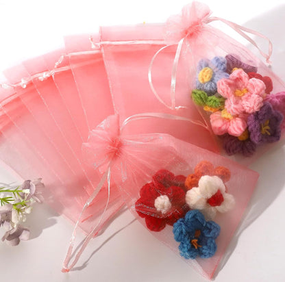 Hopttreely 100PCS Premium Sheer Organza Bags, White Wedding Favor Bags with Drawstring, 4x4.72 Jewelry Gift Bags for Party, Jewelry, Christmas, Mother's Day, Festival, Bathroom Soaps, Makeup Organza Favor Bags