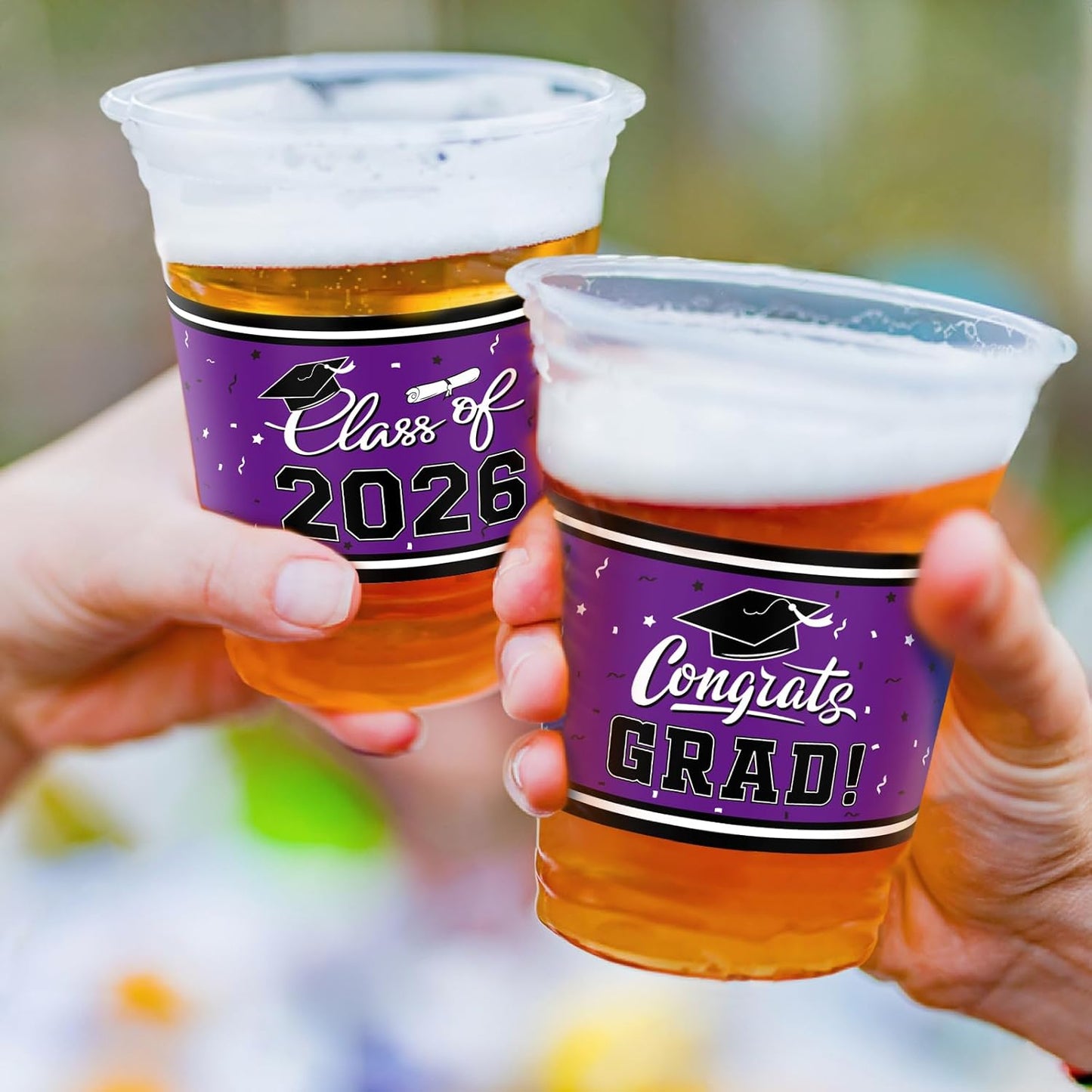 Gatherfun Graduation Decorations 2026-100 Pcs 16oz Blue Graduation Plastic Cups for Grad Party | Sturdy & Durable Drinkware for Grad Festivities | Essential Grad Party Supplies & Decorations