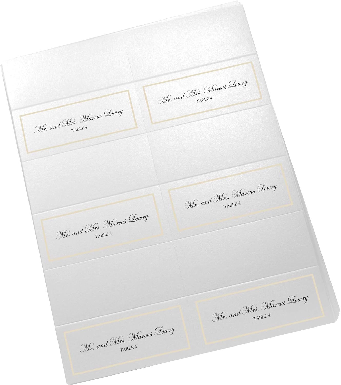 Single Line Border Printable Place Cards, Gold (Choose Color), Set of 60 (10 Sheets), Laser & Inkjet Printers - Wedding, Party, Dinner, and Special Events - Made in the USA