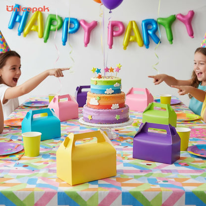 UnicoPak 30 Pack Party Favor Boxes Treat Boxes, White Gable Gift Boxes for Party Favors Goodies Cookies Treats Candies Meals Lunch, 6.5x3.5x3.5 Inches