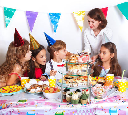 Hacaroa 3 Pcs Tempered Glass Cupcake Stands for Party, 9,11,12.6 Inch Round Food Display Stand Clear Retail Risers for Cakes, Desserts, Pastries, Appetizers
