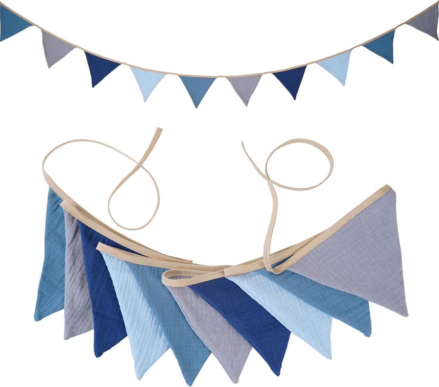 Fabric Bunting Banner, 2 Pack Handmade Neutral String Banner Each 8.5 ft 10 Flags Nursery Wall Hanging Wedding Birthday Home Baby Shower Party Decoration Bunting (Pink Candy)