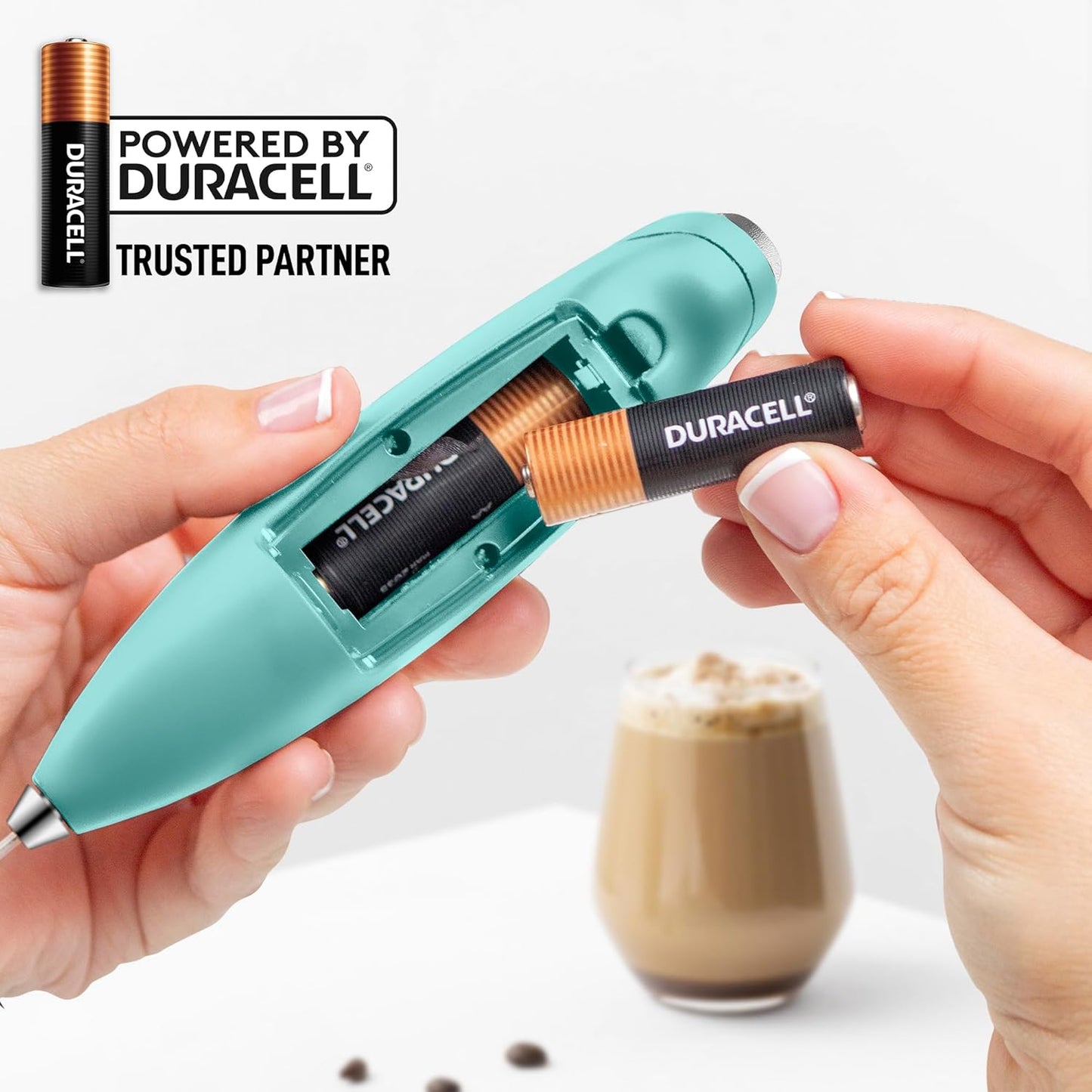 Zulay Kitchen Powerful Milk Frother Wand With Duracell Batteries - Ultra Fast Handheld Drink Mixer - Electric Whisk Foam Maker for Coffee, Lattes, Cappuccino & Matcha - Z1 Motor - Black - Colors B
