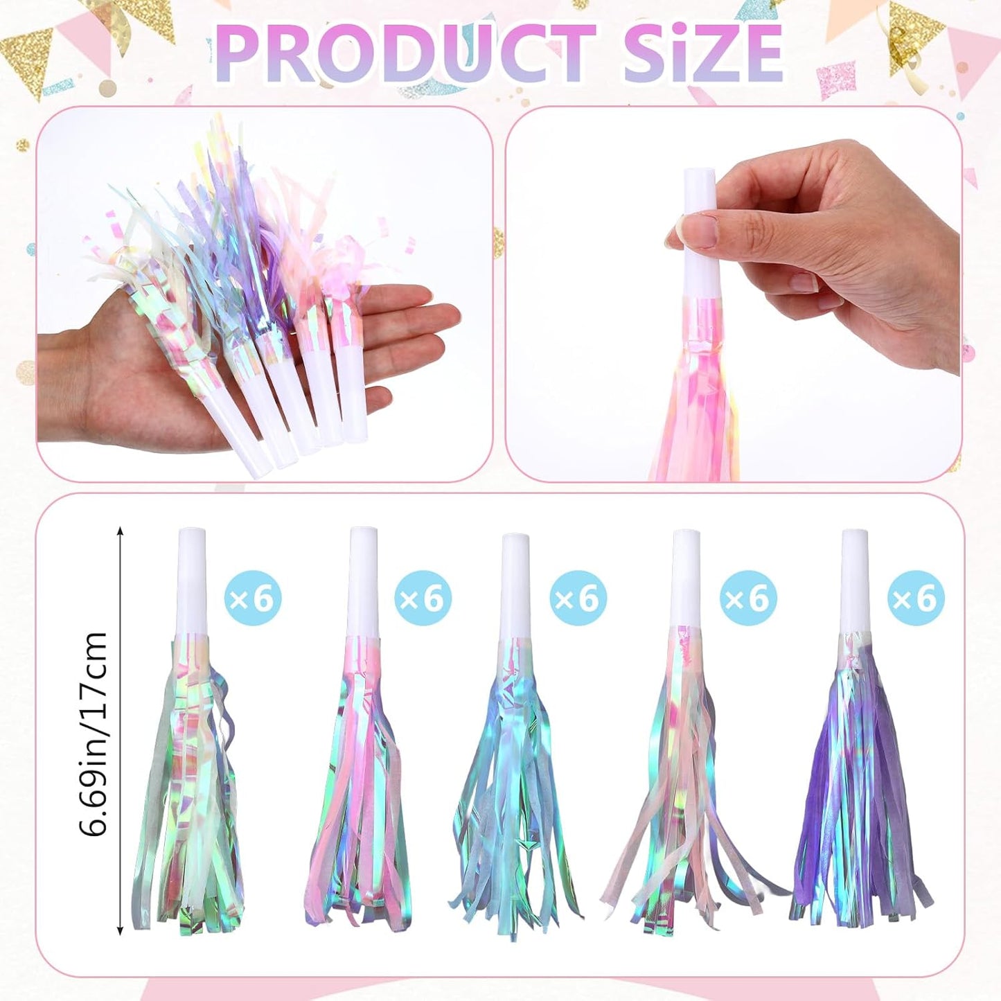 Fringe Party Blowers Glitter Party Horns Noise Makers Colorful New Year Blowouts New Years Eve PartySupplies for Family Gatherings Sporting