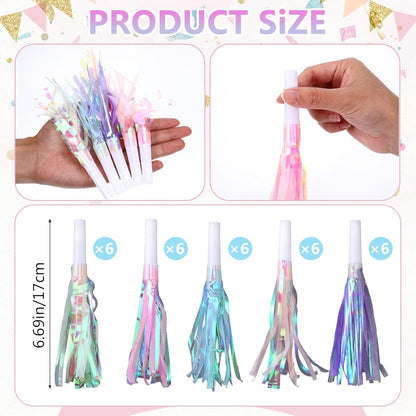 Fringe Party Blowers Glitter Party Horns Noise Makers Colorful New Year Blowouts New Years Eve PartySupplies for Family Gatherings Sporting