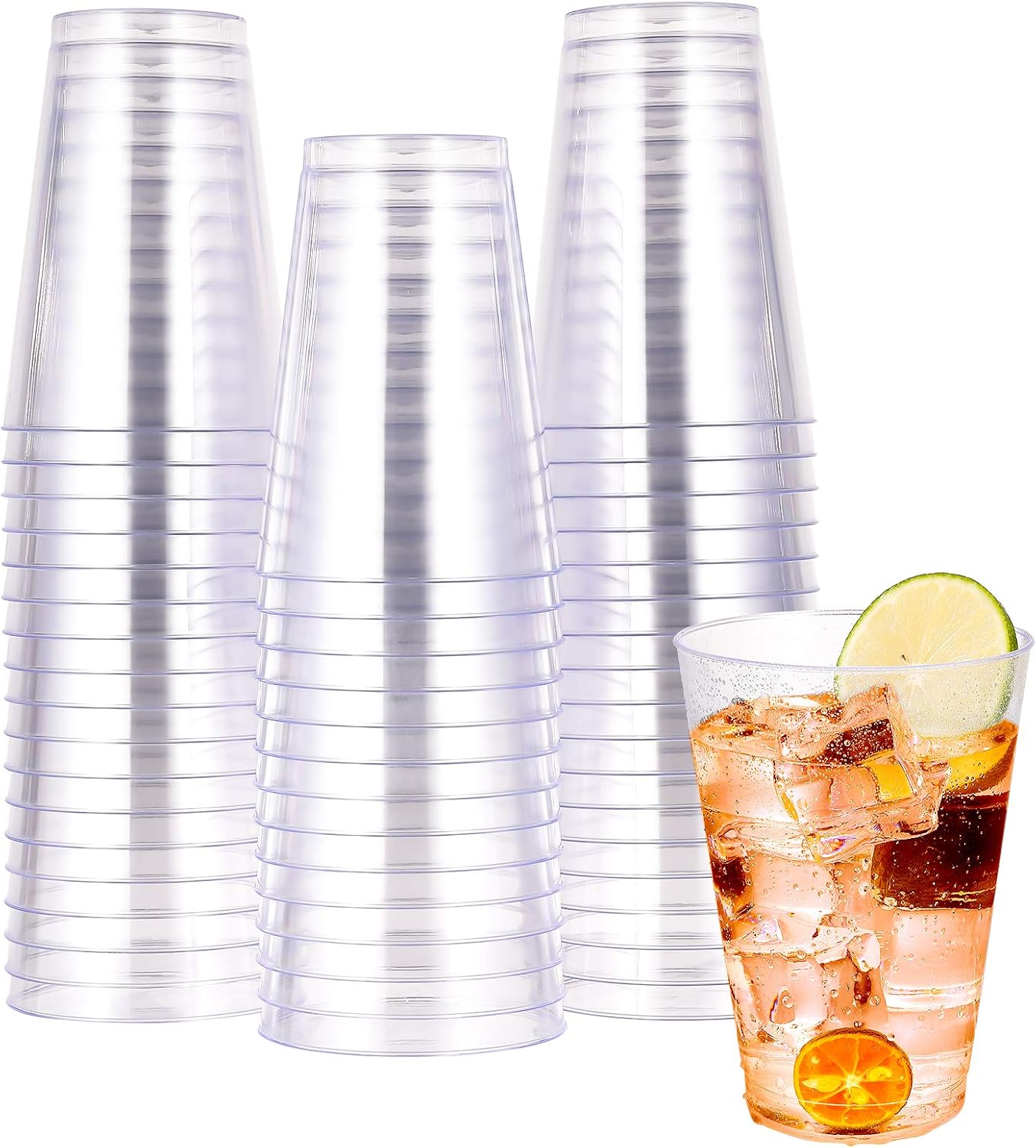 JOLLY CHEF 100 Pack 12 oz Gold Plastic Cups, Disposable Gold Cups, Heavy-duty Party Glasses for Wedding, Thanksgiving, Christmas Parties