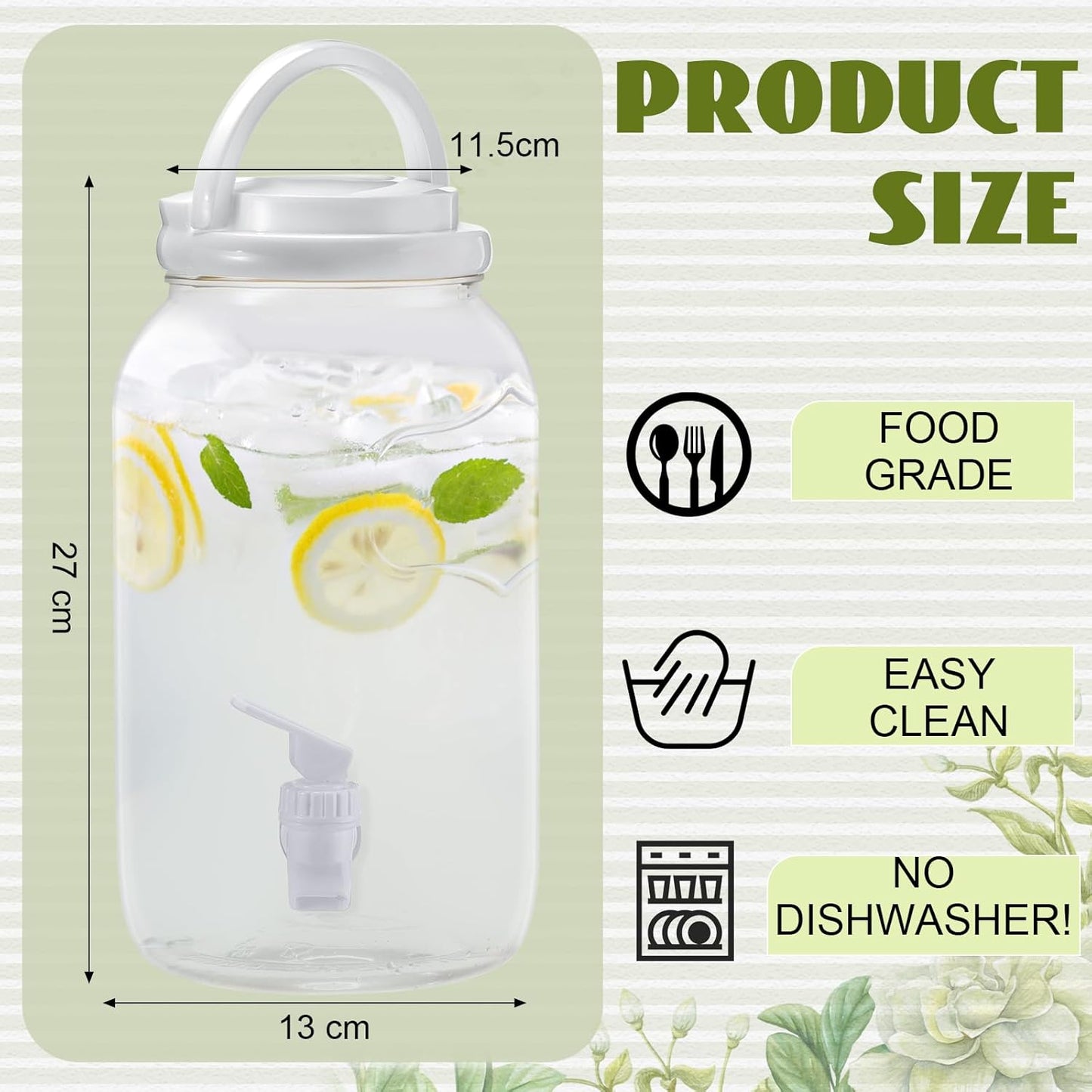 Havawish 2 Pcs 1 Gallon Plastic Beverage Dispenser with Spigot Clear Summer Kitchen Fridge Drink Dispenser for Parties Lemonade Juice Tea Beer Cold Water (Red,Cylinder)