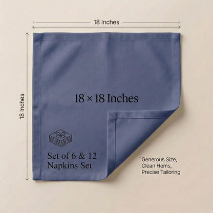 ACCENTHOME Natural Cotton Linen Napkin Set of 12 18x18 inch Dinner Napkins - Washable Soft Premium Hotel Quality Reusable Hemmed Edges Napkins Perfect Table Linens for Family Dinners, Weddings