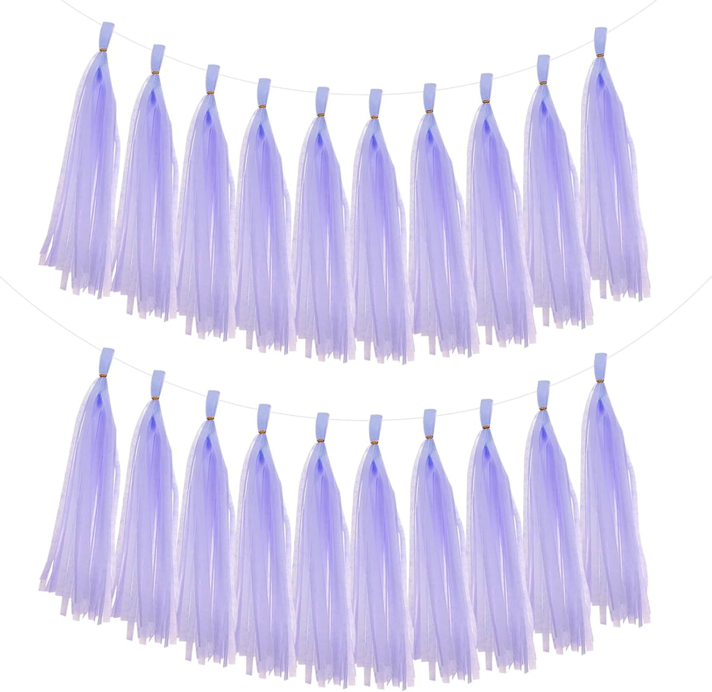 MECCANIXITY 20Pcs Tassel Garland Banner Tissue Paper for Streamers Party Decorations, Valentine's Day Birthday Decor for Women with Rope and Tie Wire (Pink, 14.6Inch)