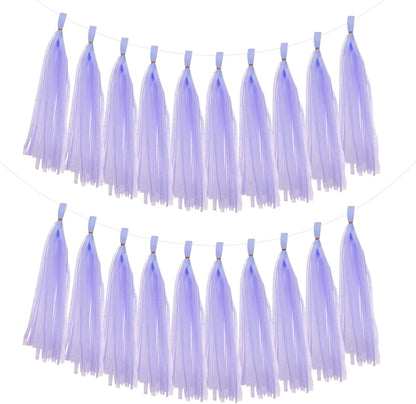 MECCANIXITY 20Pcs Tassel Garland Banner Tissue Paper for Streamers Party Decorations, Valentine's Day Birthday Decor for Women with Rope and Tie Wire (Pink, 14.6Inch)