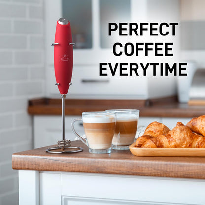 Zulay Kitchen Powerful Milk Frother Wand With Duracell Batteries - Ultra Fast Handheld Drink Mixer - Electric Whisk Foam Maker for Coffee, Lattes, Cappuccino & Matcha - Z1 Motor - Black - Colors C