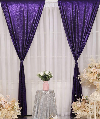Poise3EHome Black Sequin Backdrop Curtains, 2 Panels 2FTx8FT Glitter Photo Booth Backdrop for Halloween Birthday Bachelorette Wednesday Twilight Party Decorations
