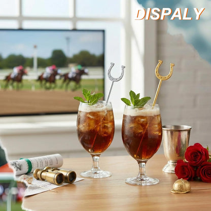 6 Inch Derby Drink Plastic Stirrers Swizzle Sticks for Cocktails Coffee Reusable U Shaped Horseshoe Drink Stirrers for Coffee Beverage Party Bar Weddings Events(Gold,30 Pcs)